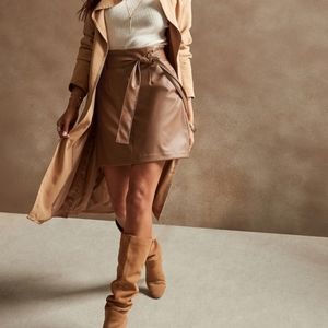 Banana Republic Tie Waist Vegan Leather Skirt